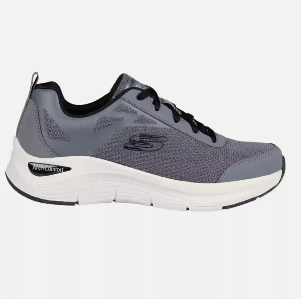 Skechers Men's Arch Comfort Memory Foam Breathable Running Walking Sneaker Gray